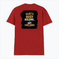 Men's V-Neck T-Shirt | Regular Fit | 180 GSM Bio-Washed Cotton | DTG Print | Durable | Personalized | DTG | Typographic | Work Ethic | Success | Everyday | Motivational | Busy Building, Not Complaining - back - Red - mockup 2
