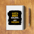 NotePad | A5 Size | Digital Print | 120 Pages | Unisex | Personalized | Typographic | Work Ethic | Success | Everyday | Motivational | Busy Building, Not Complaining - back - White - mockup 2