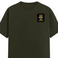 Classic Crew T-Shirt | Men's Regular Fit | 180 GSM Bio-Washed Cotton | DTG Print Ready | Double-Stitched & Ribbed Neck | Personalized | DTG | Typographic | Work Ethic | Success | Everyday | Motivational | Busy Building, Not Complaining - left pocket - Olive Green - mockup 3