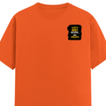 Classic Crew T-Shirt | Men's Regular Fit | 180 GSM Bio-Washed Cotton | DTG Print Ready | Double-Stitched & Ribbed Neck | Personalized | DTG | Typographic | Work Ethic | Success | Everyday | Motivational | Busy Building, Not Complaining - left pocket - Orange - mockup 3
