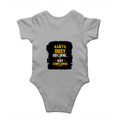 Baby Romper | 0-12 Months Regular Fit | 180 GSM Bio-Washed Cotton Blend | Double Stitched, Pre-Shrunk | Unisex | Personalized | DTF | Typographic | Work Ethic | Success | Everyday | Motivational | Busy Building, Not Complaining - back - Grey Melange - mockup 2