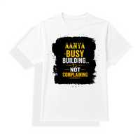 Unisex Jersey T-Shirt (Sublimation) | Personalized | Sublimation | Typographic | Work Ethic | Success | Everyday | Motivational | Busy Building, Not Complaining
