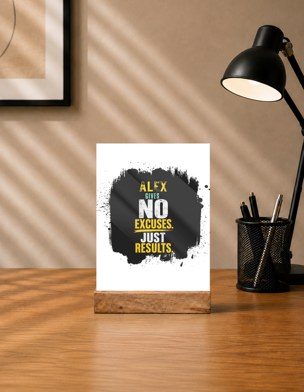 Acrylic Photo Frame | 5x7 Tabletop Display | UV Printed Acrylic & Wood Stand | Personalized Gift & Home Decor | Personalized | Motivational | Motivation | Success | Daily Motivation | Empowering | Results Over Excuses