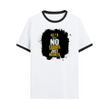 Ringer T-shirt | Unisex | DTG Print | Contrast Trim | Men's, Women's | Personalized | DTG | Motivational | Motivation | Success | Daily Motivation | Empowering | Results Over Excuses - front - Black White - mockup 1