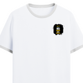 Ringer T-shirt | Unisex | DTG Print | Contrast Trim | Men's, Women's | Personalized | DTG | Motivational | Motivation | Success | Daily Motivation | Empowering | Results Over Excuses - left pocket - White Black - mockup 3