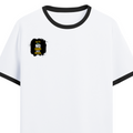 Ringer T-shirt | Unisex | DTG Print | Contrast Trim | Men's, Women's | Personalized | DTG | Motivational | Motivation | Success | Daily Motivation | Empowering | Results Over Excuses - right pocket - Black White - mockup 4