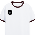 Ringer T-shirt | Unisex | DTG Print | Contrast Trim | Men's, Women's | Personalized | DTG | Motivational | Motivation | Success | Daily Motivation | Empowering | Results Over Excuses - right pocket - Maroon off white - mockup 4