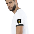 Ringer T-shirt | Unisex | DTG Print | Contrast Trim | Men's, Women's | Personalized | DTG | Motivational | Motivation | Success | Daily Motivation | Empowering | Results Over Excuses - left sleeve - Black White - mockup 5