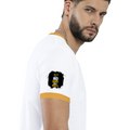 Ringer T-shirt | Unisex | DTG Print | Contrast Trim | Men's, Women's | Personalized | DTG | Motivational | Motivation | Success | Daily Motivation | Empowering | Results Over Excuses - right sleeve - Mustard yellow off white - mockup 6