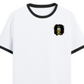Ringer T-shirt | Unisex Regular Fit | 100% Cotton DTF/DTG | Contrast Rib Neck Bio Washed Pre-Shrunk | Adults | Personalized | DTF | Motivational | Motivation | Success | Daily Motivation | Empowering | Results Over Excuses - left pocket - Black White - mockup 3