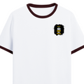 Ringer T-shirt | Unisex Regular Fit | 100% Cotton DTF/DTG | Contrast Rib Neck Bio Washed Pre-Shrunk | Adults | Personalized | DTF | Motivational | Motivation | Success | Daily Motivation | Empowering | Results Over Excuses - left pocket - Maroon off white - mockup 3