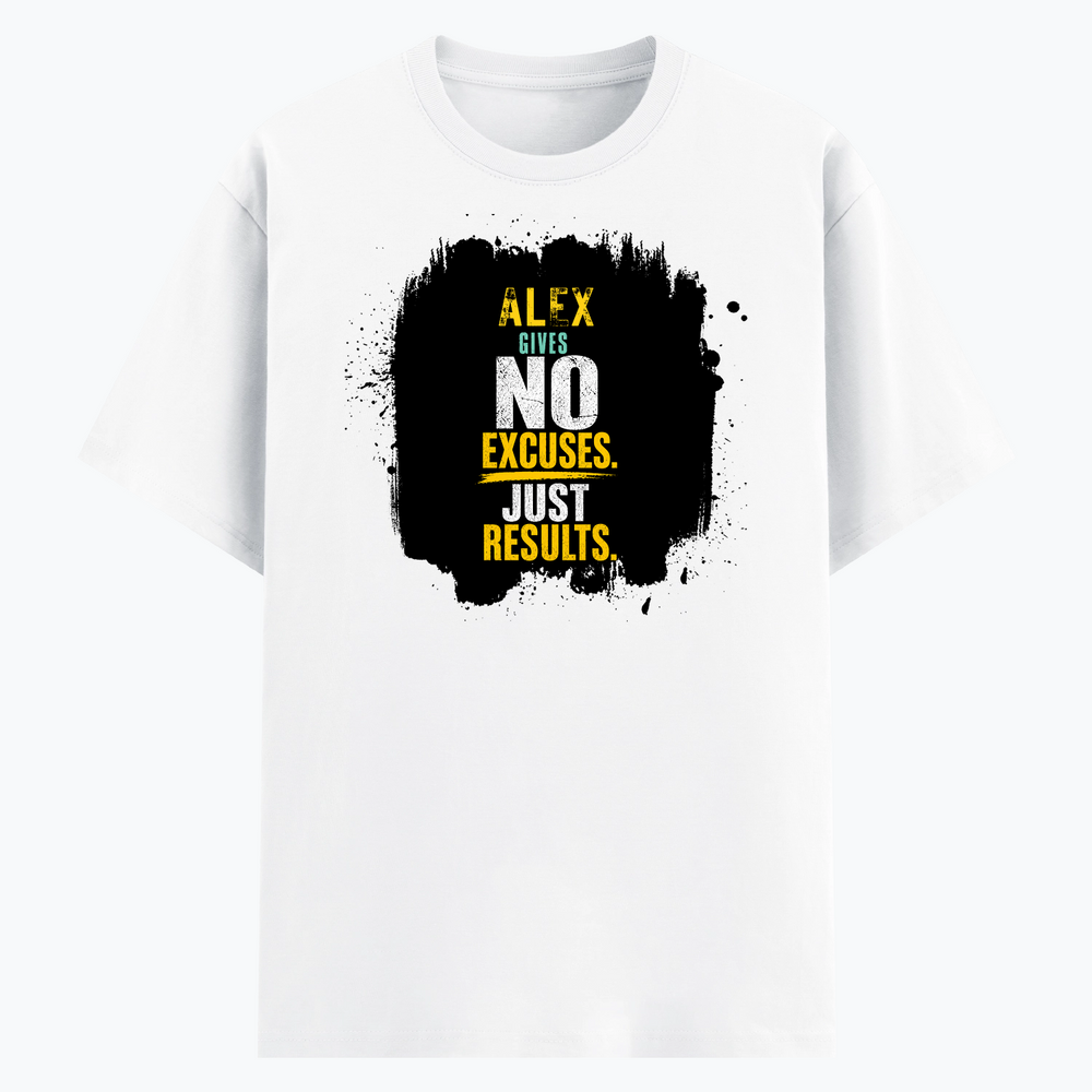 Cotton Stretch T-Shirt (Dtg) | T-Shirts | Him, Her, Unisex | Personalized | DTG | Motivational | Motivation | Success | Daily Motivation | Empowering | Results Over Excuses - front - White - mockup 1