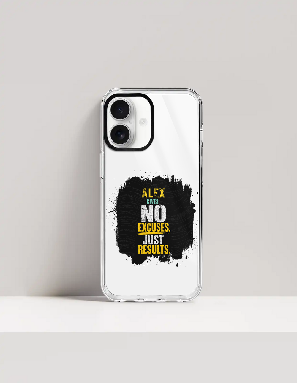 Hard Clear Case | iPhone | TPU Sides & PC Back | Detachable Camera Protector, Scratch-Proof | Unisex | Personalized | Motivational | Motivation | Success | Daily Motivation | Empowering | Results Over Excuses - front_17 - 17 - mockup 1