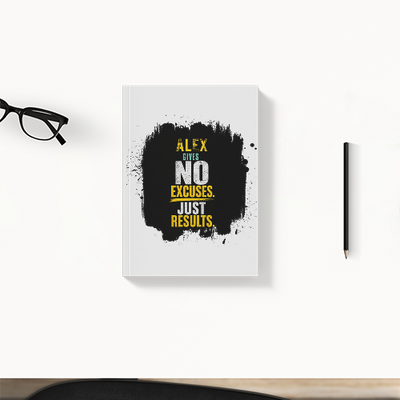 Daily Planner | 3-Month Undated | 300 GSM Cover, 70 GSM Pages, Digital Print | 204 Pages, Soft-Bound, Perfect Binding, Dotted Pages | Unisex | Personalized | Motivational | Motivation | Success | Daily Motivation | Empowering | Results Over Excuses - front - White - mockup 1