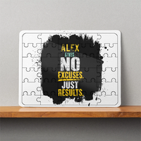 MDF Wooden Puzzles | 6x8 Inch | 30 Pieces | Durable MDF | Glossy Finish | Sublimation Print | Lightweight | Waterproof | Fade-Proof | Unisex | Personalized | Motivational | Motivation | Success | Daily Motivation | Empowering | Results Over Excuses