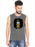 Men's Sleeveless T-Shirt | Regular Fit | 180 GSM Bio-Washed Cotton DTG | Pre-Shrunk, Double Stitched | For Gym & Casual Wear | Personalized | DTG | Motivational | Motivation | Success | Daily Motivation | Empowering | Results Over Excuses - front - Charcoal Melange - mockup 1