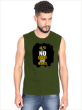 Men's Sleeveless T-Shirt | Regular Fit | 180 GSM Bio-Washed Cotton | Pre-Shrunk, Double Stitched | Men | Personalized | DTF | Motivational | Motivation | Success | Daily Motivation | Empowering | Results Over Excuses - front - Olive Green - mockup 1