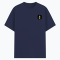 Basic T-Shirt | Unisex Fit, Sizes XS-2XL | 180 GSM Poly-Cotton Blend, DTF Ready | Bio-Wash, Silicon Finish, Durable Stitching | Adults | Personalized | DTF | Motivational | Motivation | Success | Daily Motivation | Empowering | Results Over Excuses - left pocket - Navy Blue - mockup 3