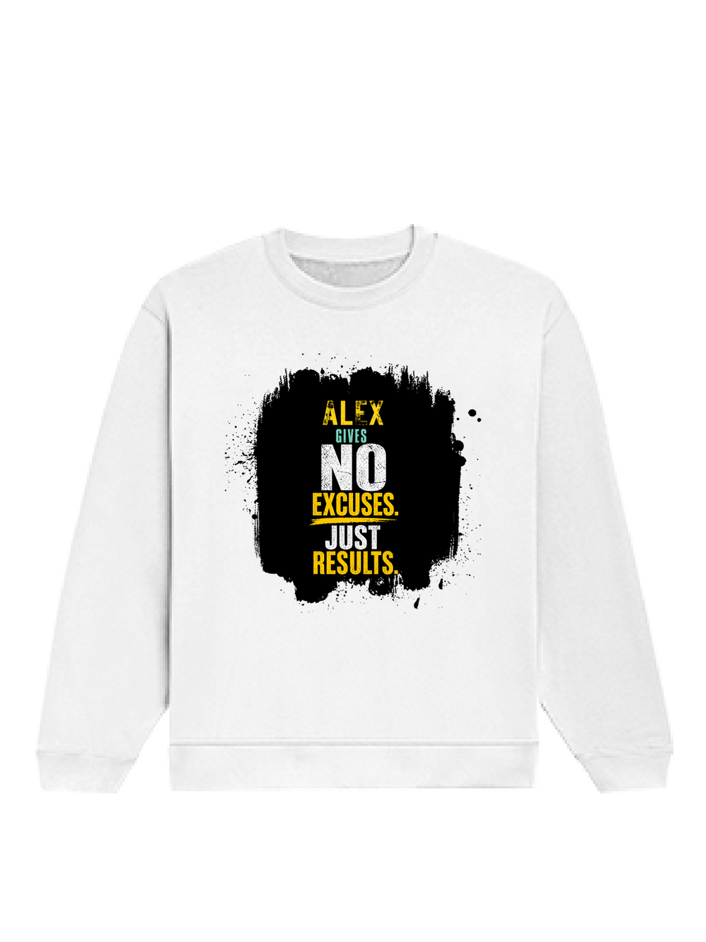Oversized Sweatshirt | Roomy Relaxed Fit | 400 GSM Cotton Blend | Pre-Shrunk Drop Shoulder | Unisex Adult | Personalized | DTF | Motivational | Motivation | Success | Daily Motivation | Empowering | Results Over Excuses - front - White - mockup 1