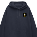 Oversized Hoodie | Relaxed Fit, Drop-Shoulder | 400 GSM Fabric | Warm, Durable | Unisex | Personalized | DTF | Motivational | Motivation | Success | Daily Motivation | Empowering | Results Over Excuses - left pocket - Navy Blue - mockup 3