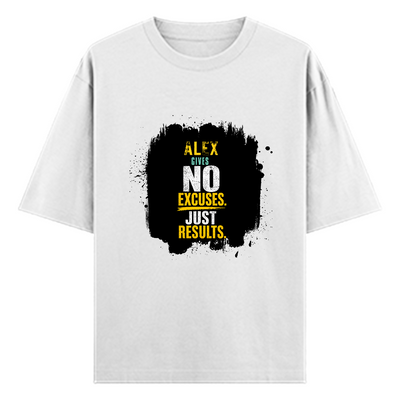 Oversized Standard T-Shirt | Unisex Oversized Fit | 180 GSM 100% Super Combed Cotton | DTF Print | Soft & Durable | Personalized | DTF | Motivational | Motivation | Success | Daily Motivation | Empowering | Results Over Excuses - front - White - mockup 1
