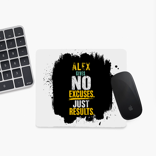 Mouse Pad | Unisex Adults | Sublimation Print | 3mm Thick, Skid-Proof, Fade-Proof | Personalized | Motivational | Motivation | Success | Daily Motivation | Empowering | Results Over Excuses - front - Square - White - mockup 1