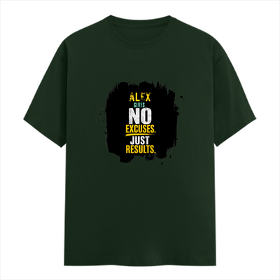Classic Crew T-Shirt | Men's Regular Fit | 180 GSM Bio-Washed Cotton | DTG Print Ready | Double-Stitched & Ribbed Neck | Personalized | DTG | Motivational | Motivation | Success | Daily Motivation | Empowering | Results Over Excuses - front - Bottle Green - mockup 1