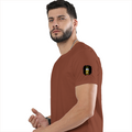 Classic Crew T-Shirt | Men's Regular Fit | 180 GSM Bio-Washed Cotton | DTG Print Ready | Double-Stitched & Ribbed Neck | Personalized | DTG | Motivational | Motivation | Success | Daily Motivation | Empowering | Results Over Excuses - left sleeve - Copper - mockup 5