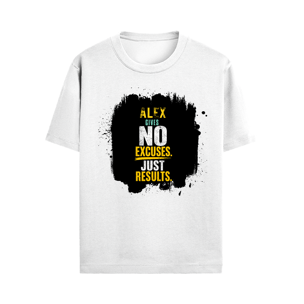 Male Standard Crew T-Shirt | Regular Fit | 100% Cotton DTF Print | Soft, Durable | Men | Personalized | DTF | Motivational | Motivation | Success | Daily Motivation | Empowering | Results Over Excuses - front - White - mockup 1