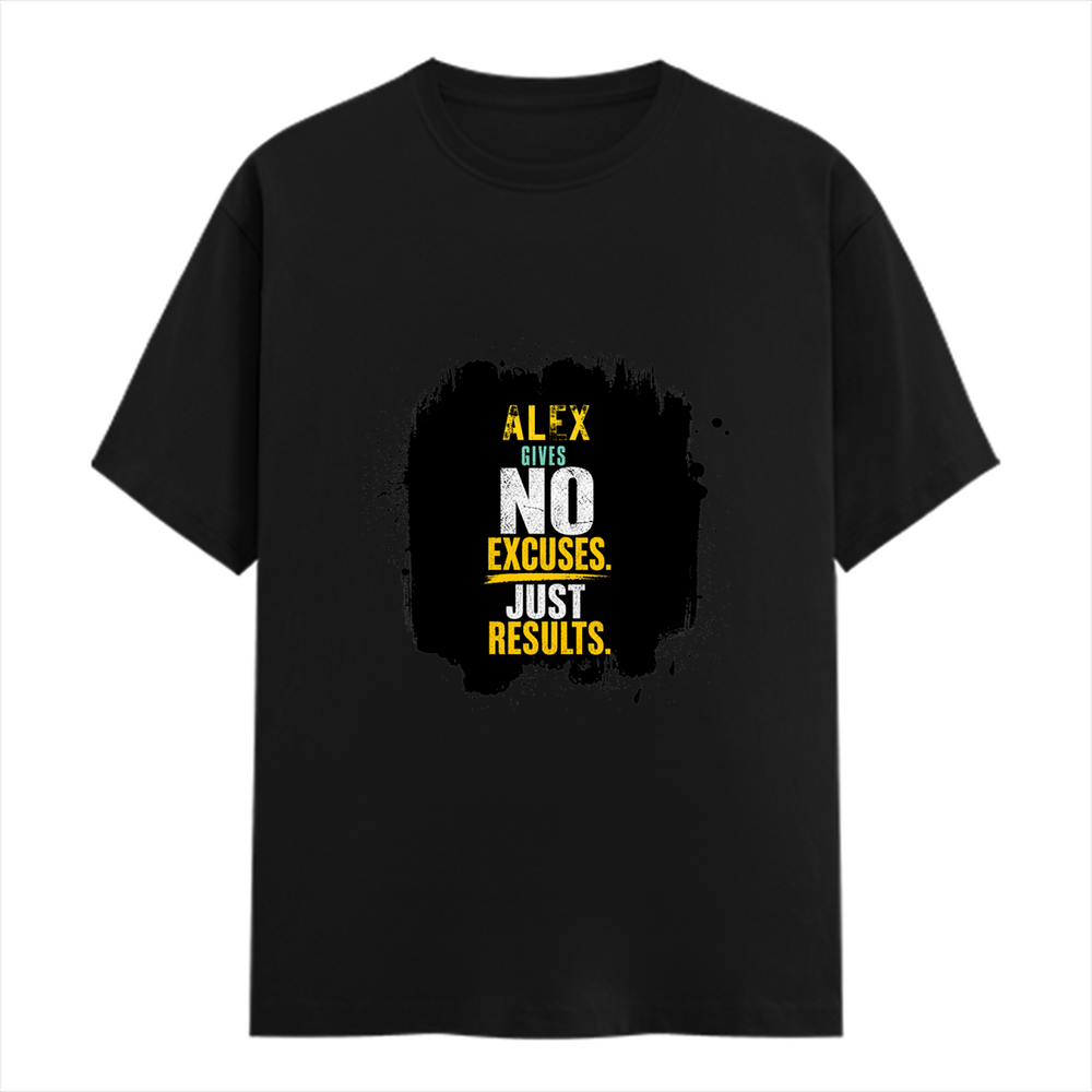 Female Classic Crew T-Shirt | Women's Regular Fit | 180 GSM Bio-Washed Cotton | Double Stitched, Pre-Shrunk | Personalized | DTG | Motivational | Motivation | Success | Daily Motivation | Empowering | Results Over Excuses - front - Black - mockup 1