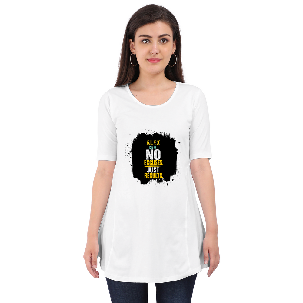 Female Maternity Dress | Regular Fit | DTG Print | Comfortable & Expressive | Unisex | Personalized | DTG | Motivational | Motivation | Success | Daily Motivation | Empowering | Results Over Excuses - front - White - mockup 1