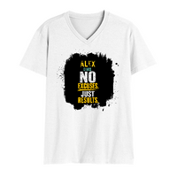 Men's V-Neck T-Shirt | Regular Fit | 180 GSM Bio-Washed Cotton | DTG Print | Durable | Personalized | DTG | Motivational | Motivation | Success | Daily Motivation | Empowering | Results Over Excuses