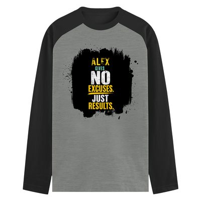 Male Raglan T-Shirt | Men's Regular Fit | 180 GSM Bio-Washed Cotton Blend | DTG Printed | Durable & Pre-Shrunk | Personalized | DTG | Motivational | Motivation | Success | Daily Motivation | Empowering | Results Over Excuses - front - mockup 1
