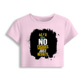 Female Baby Tee | Cropped Fitted | Cotton Spandex Blend | Pre-shrunk Stretch | Women's | Personalized | DTF | Motivational | Motivation | Success | Daily Motivation | Empowering | Results Over Excuses - front - Light Baby Pink - mockup 1