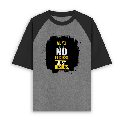 Unisex Oversized Raglan (Dtg) | Personalized | DTG | Motivational | Motivation | Success | Daily Motivation | Empowering | Results Over Excuses - front - mockup 1