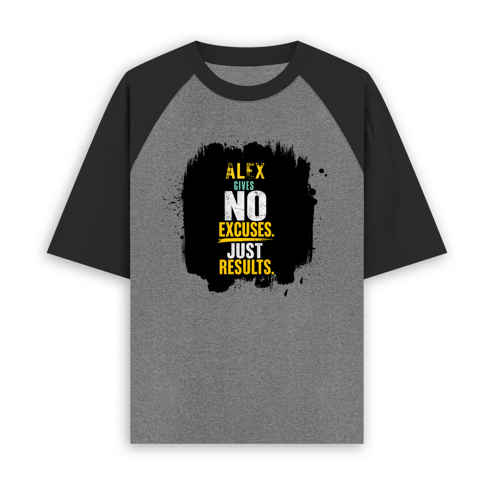 Unisex Oversized Raglan T-Shirt | 180 GSM Bio-Washed Cotton | DTF Print Ready | Relaxed Fit | Adults | Personalized | DTF | Motivational | Motivation | Success | Daily Motivation | Empowering | Results Over Excuses - front - mockup 1