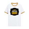 Ringer T-shirt | Unisex Regular Fit | 100% Cotton DTF/DTG | Contrast Rib Neck Bio Washed Pre-Shrunk | Adults | Personalized | DTF | Bold Typography | Self-improvement | Everyday | Empowering | Always Stay Curious - front - Mustard yellow off white - mockup 1