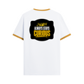Ringer T-shirt | Unisex Regular Fit | 100% Cotton DTF/DTG | Contrast Rib Neck Bio Washed Pre-Shrunk | Adults | Personalized | DTF | Bold Typography | Self-improvement | Everyday | Empowering | Always Stay Curious - back - Mustard yellow off white - mockup 2