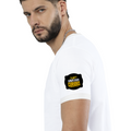 Ringer T-shirt | Unisex Regular Fit | 100% Cotton DTF/DTG | Contrast Rib Neck Bio Washed Pre-Shrunk | Adults | Personalized | DTF | Bold Typography | Self-improvement | Everyday | Empowering | Always Stay Curious - left sleeve - White Black - mockup 5
