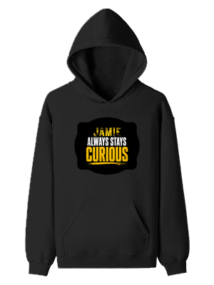 Pullover Hoodie | Unisex Regular Fit | Tri-Layer Cotton Blend | DTG Print Ready | Adults | Personalized | DTG | Bold Typography | Self-improvement | Everyday | Empowering | Always Stay Curious - front - Black - mockup 1