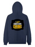 Pullover Hoodie | Unisex Regular Fit | Tri-Layer Cotton Blend | DTG Print Ready | Adults | Personalized | DTG | Bold Typography | Self-improvement | Everyday | Empowering | Always Stay Curious - back - Navy Blue - mockup 2