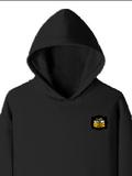 Pullover Hoodie | Unisex Regular Fit | Tri-Layer Cotton Blend | DTG Print Ready | Adults | Personalized | DTG | Bold Typography | Self-improvement | Everyday | Empowering | Always Stay Curious - left pocket - Black - mockup 3