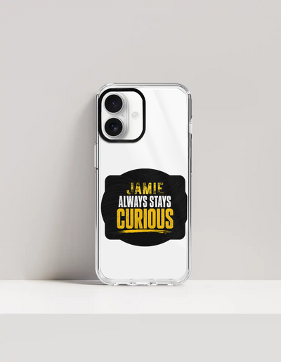 Hard Clear Case | iPhone | TPU Sides & PC Back | Detachable Camera Protector, Scratch-Proof | Unisex | Personalized | Bold Typography | Self-improvement | Everyday | Empowering | Always Stay Curious - front_17 - 17 - mockup 1