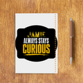 Sketchbook | A5 Spiral Bound | Digital Print Cover | 140 GSM Paper | Unisex | Personalized | Bold Typography | Self-improvement | Everyday | Empowering | Always Stay Curious - back - White - mockup 2