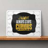 MDF Wooden Puzzles | 6x8 Inch | 30 Pieces | Durable MDF | Glossy Finish | Sublimation Print | Lightweight | Waterproof | Fade-Proof | Unisex | Personalized | Bold Typography | Self-improvement | Everyday | Empowering | Always Stay Curious