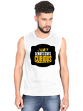 Men's Sleeveless T-Shirt | Regular Fit | 180 GSM Bio-Washed Cotton DTG | Pre-Shrunk, Double Stitched | For Gym & Casual Wear | Personalized | DTG | Bold Typography | Self-improvement | Everyday | Empowering | Always Stay Curious - front - White - mockup 1