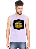 Men's Sleeveless T-Shirt | Regular Fit | 180 GSM Bio-Washed Cotton | Pre-Shrunk, Double Stitched | Men | Personalized | DTF | Bold Typography | Self-improvement | Everyday | Empowering | Always Stay Curious - front - Lavender - mockup 1