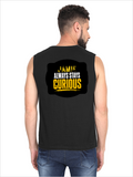 Men's Sleeveless T-Shirt | Regular Fit | 180 GSM Bio-Washed Cotton | Pre-Shrunk, Double Stitched | Men | Personalized | DTF | Bold Typography | Self-improvement | Everyday | Empowering | Always Stay Curious - back - Black - mockup 2