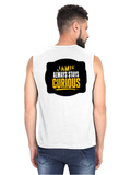Men's Sleeveless T-Shirt | Regular Fit | 180 GSM Bio-Washed Cotton | Pre-Shrunk, Double Stitched | Men | Personalized | DTF | Bold Typography | Self-improvement | Everyday | Empowering | Always Stay Curious - back - White - mockup 2