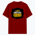 Cotton Stretch T-Shirt | Unisex Adult | 95% Cotton 5% Spandex Blend | 240 GSM, Breathable, Flexible | DTF Print Ready | Personalized | DTF | Bold Typography | Self-improvement | Everyday | Empowering | Always Stay Curious - front - Red - mockup 1